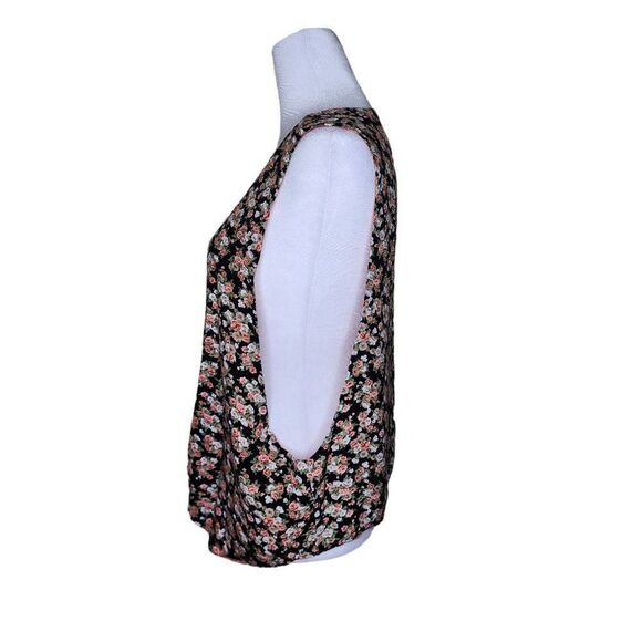 Vintage 90s Floral Vest Womens One Size Black Pink Reversible Country Cottage Co - Picture 4 of 7